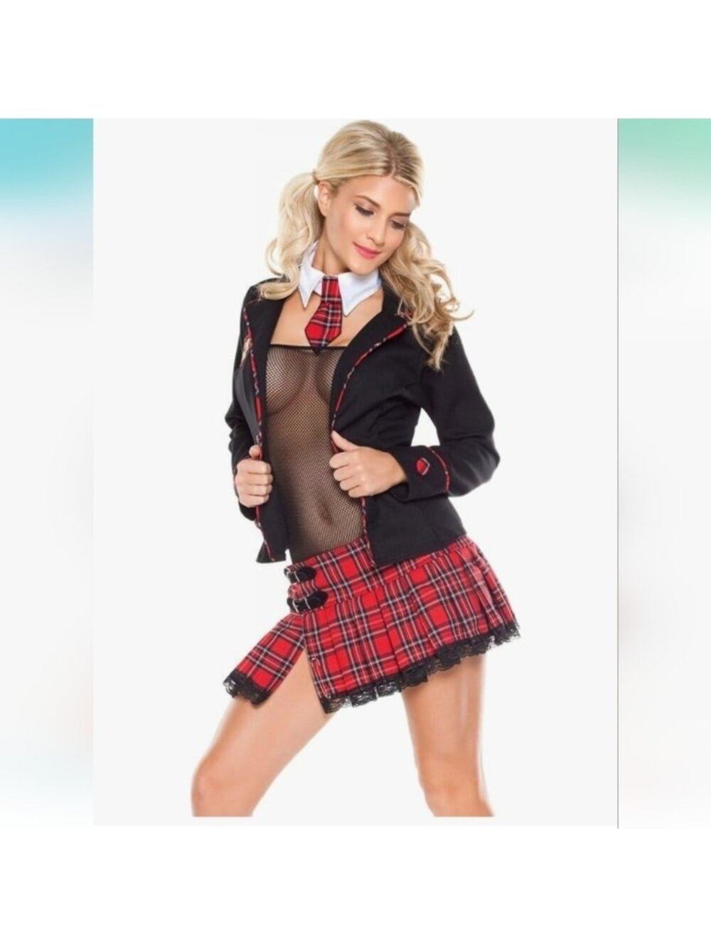 Coquette Seductive Schoolgirl Costume with Black Jacket Women's Sz S/M New
